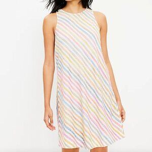 EUC Lou & Grey x Loft Rainbow Stripe Swing Dress Size Small
